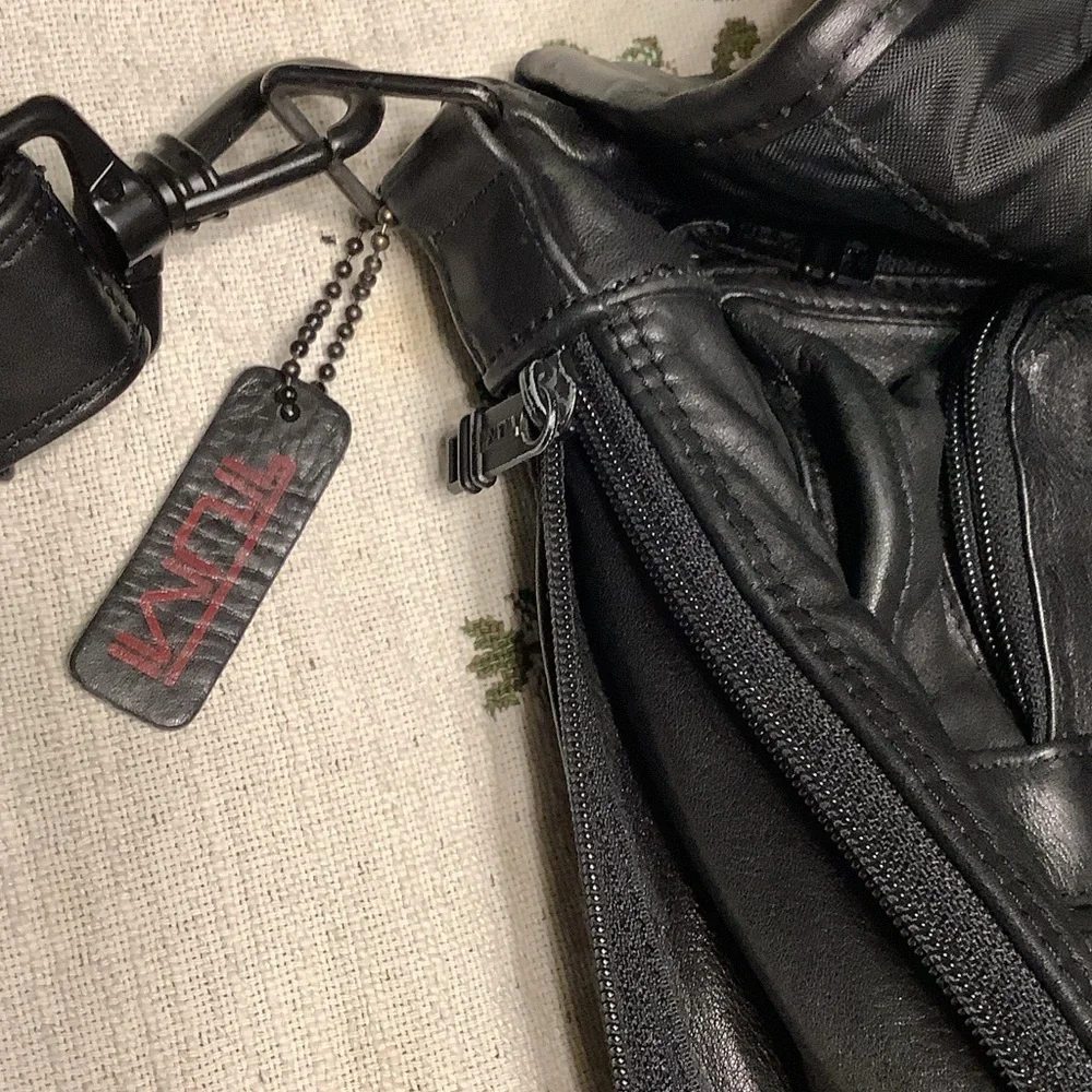 Tumi Black Leather Messenger Bag